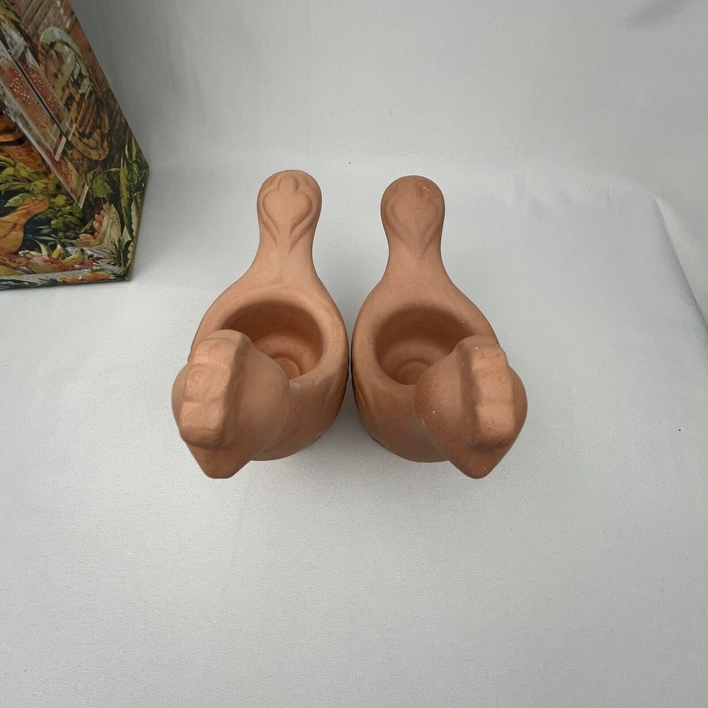 2 Avon Vintage Terra Cotta Bird Fragrance Candelette Holders 1976 Original Boxes - Picture 3 of 12
